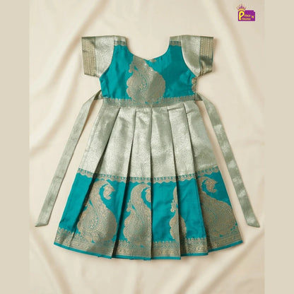 Girls Festive Wear - Rama Green Banarasi Pattu Gown PG727