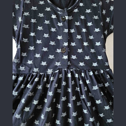 Girls Navy Blue Knitted Frock KF034