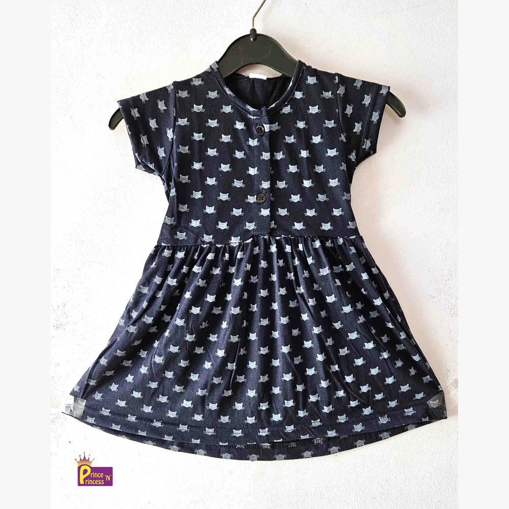 Girls Navy Blue Knitted Frock KF034