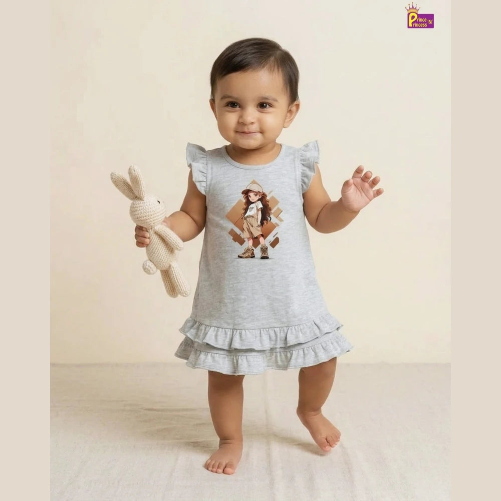 Girls Navy Blue Knitted Frock KF060
