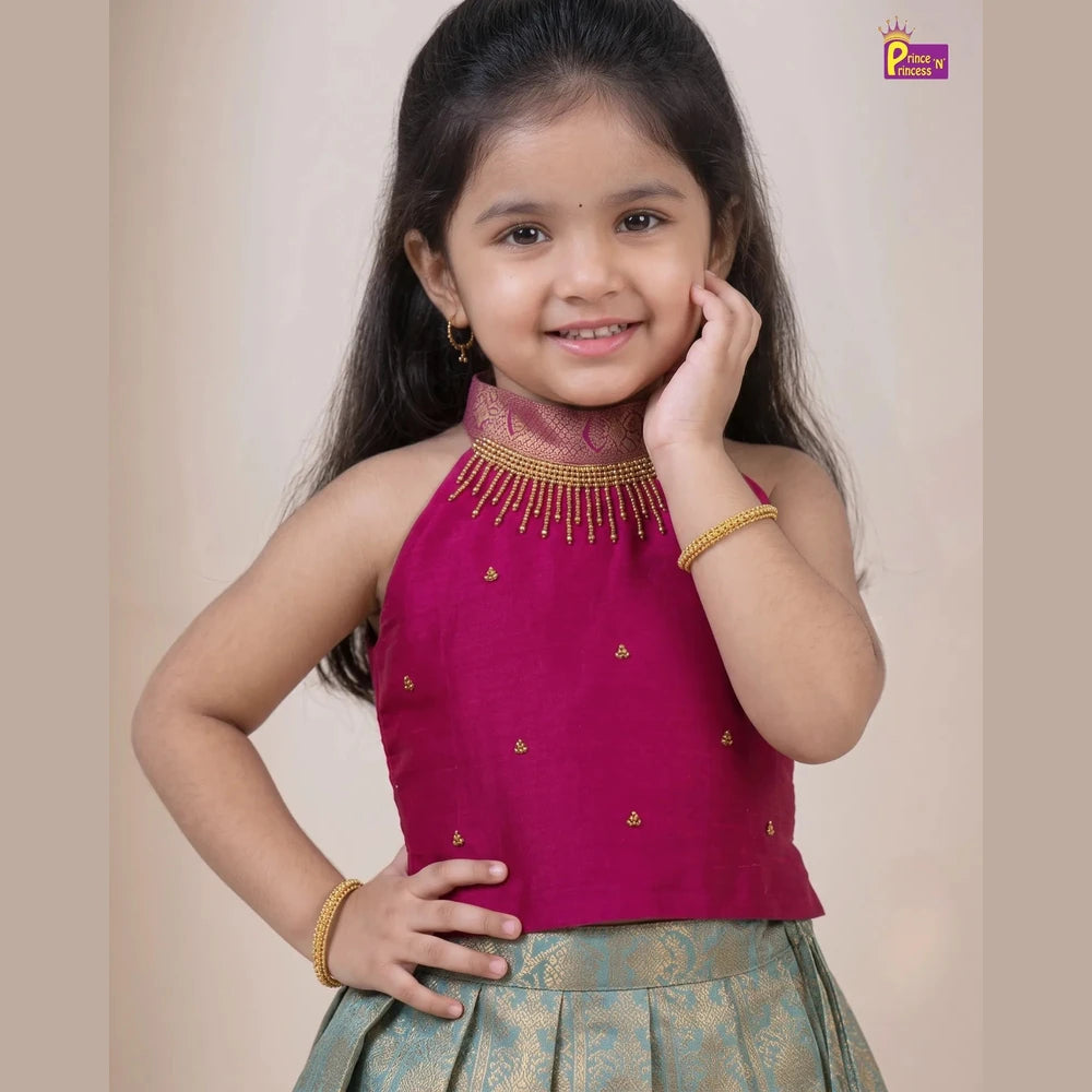 Halter Neck Pattu Pavadai for Girls | Diwali & Festive Wear PPP2194