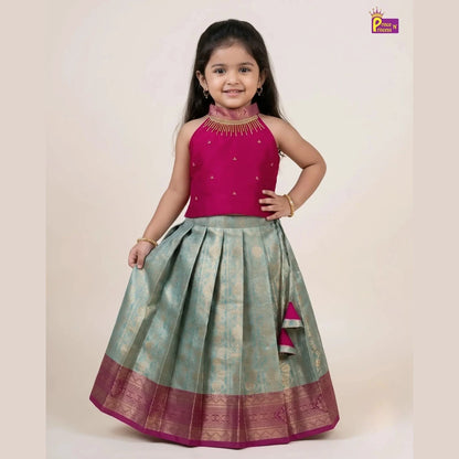 Halter Neck Pattu Pavadai for Girls | Diwali & Festive Wear PPP2194