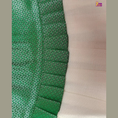 Kerala Pattu Frock for Baby Girls Green Kasavu Traditional Dress LF1904
