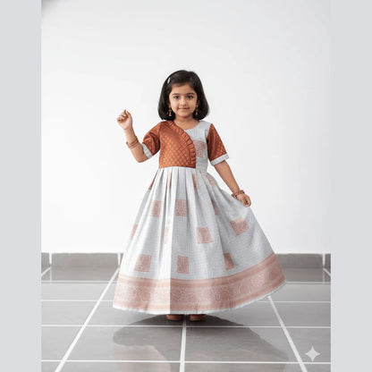 Kids Biege copper Ethnic Party Gown PG410