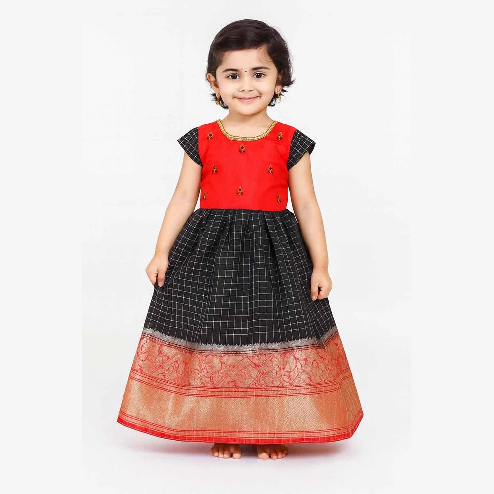 Kids Black Red Organza AARI Ethnic Party Gown PG252