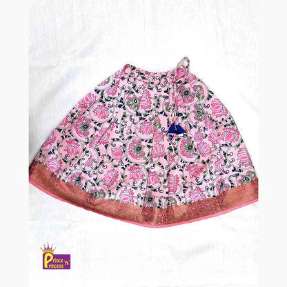 Kids Blue And Pink Knot Pattu pavadai PPP1473