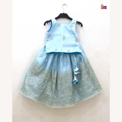 Kids Blue and Silver Embroidery net Lehenga Choli LC277