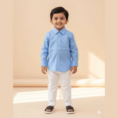 Kids Blue Cotton Shirt ST157
