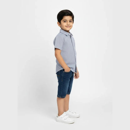 Kids Blue Dot Full Sleeve Shirt in ST123
