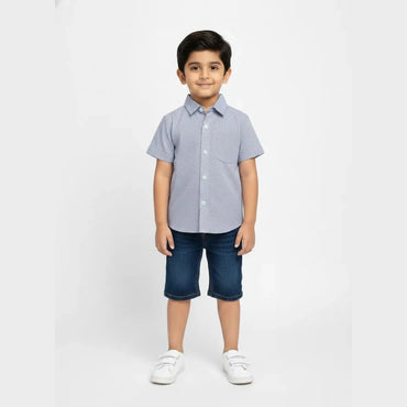 Kids Blue Dot Full Sleeve Shirt in ST123