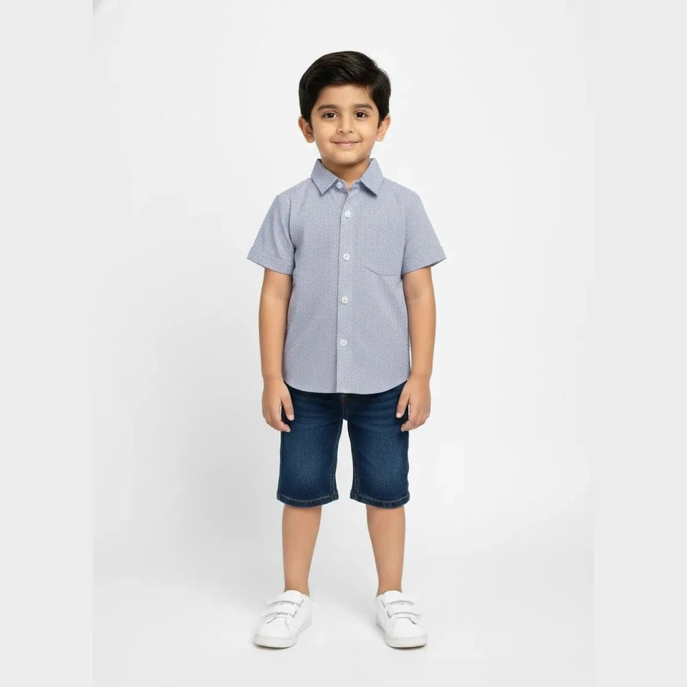 Kids Blue Dot Full Sleeve Shirt in ST123