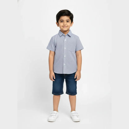 Kids Blue Dot Full Sleeve Shirt in ST123