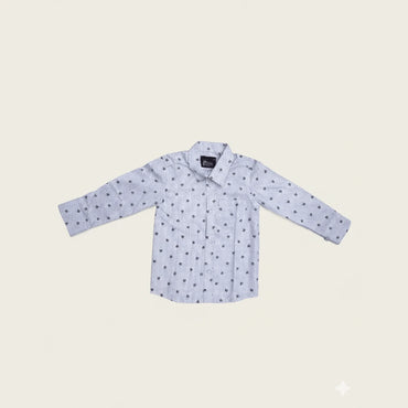 Kids Blue Printed Full Sleeve Shirt in ST049