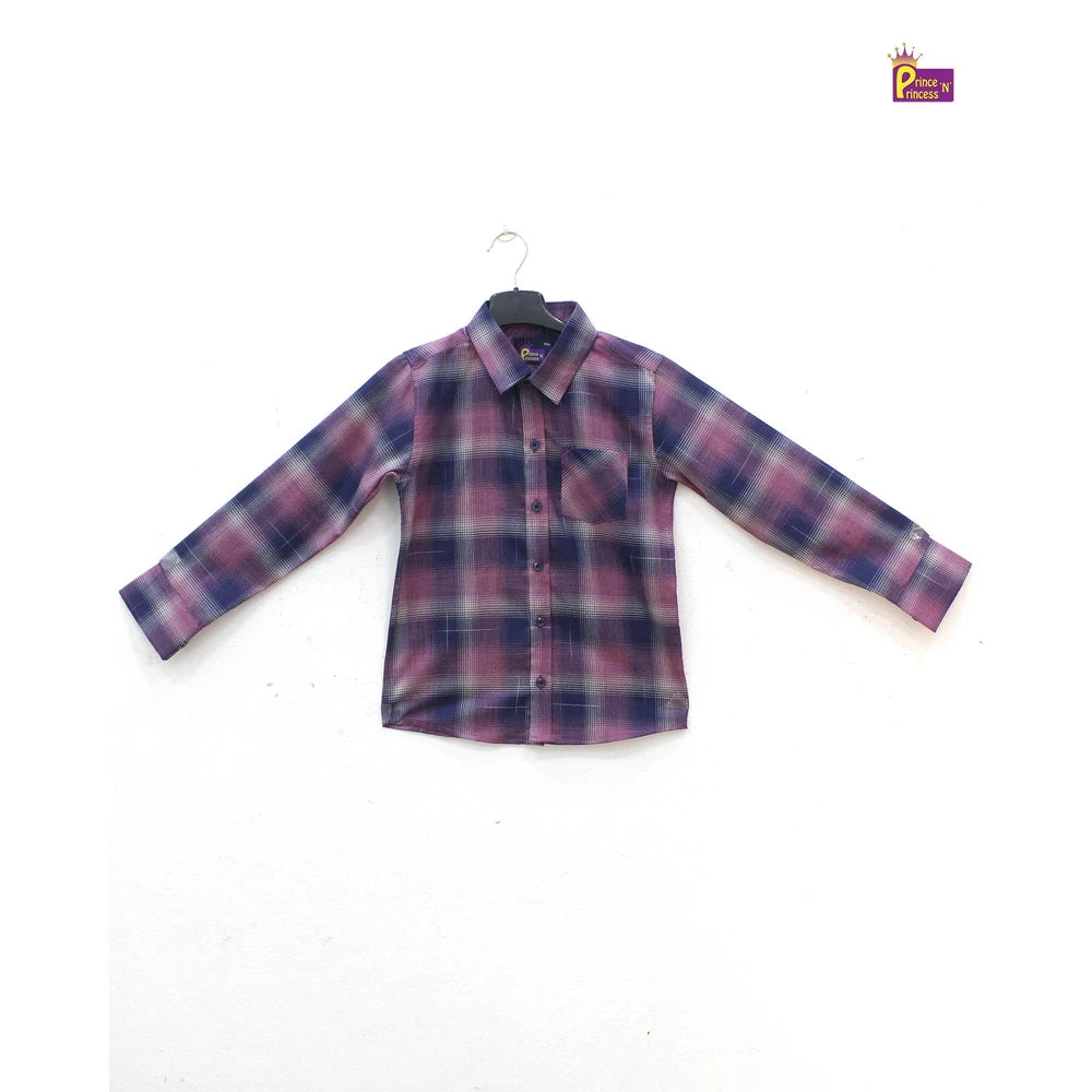 Kids Blue with Purple Checked Full Sleeve shirt ST131