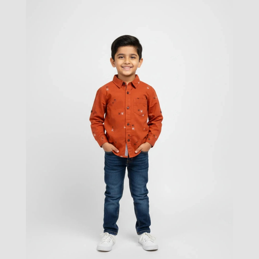 Kids Brown Cotton Shirt ST192