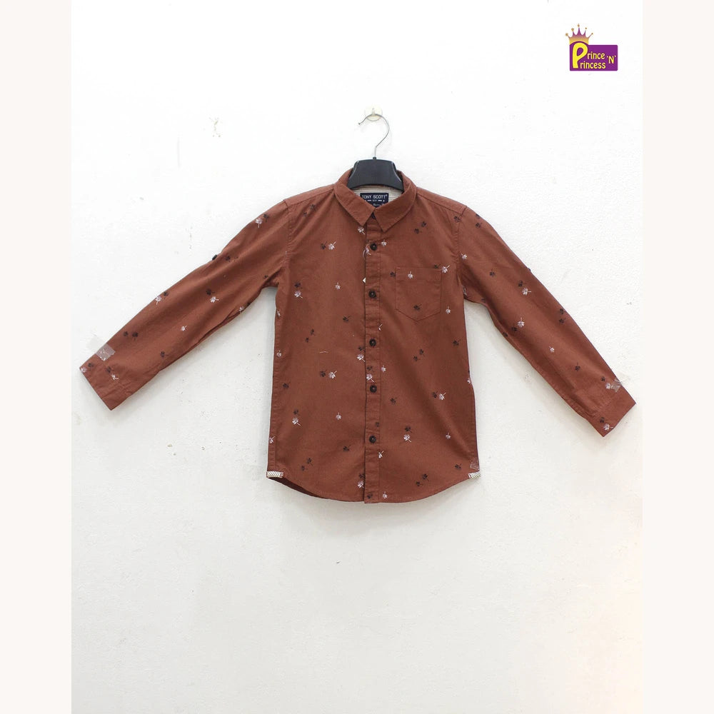 Kids Brown Cotton Shirt ST192