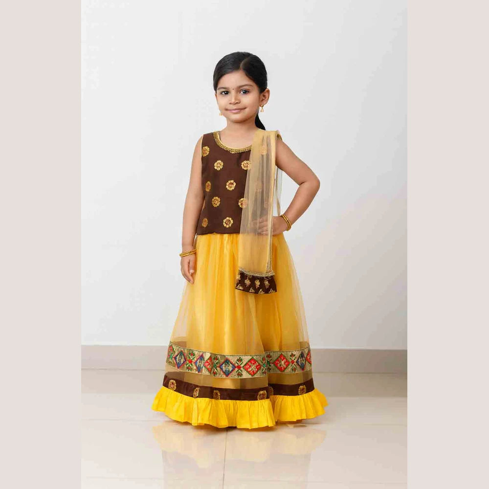Kids Brown Sandal Lehenga Choli LC103