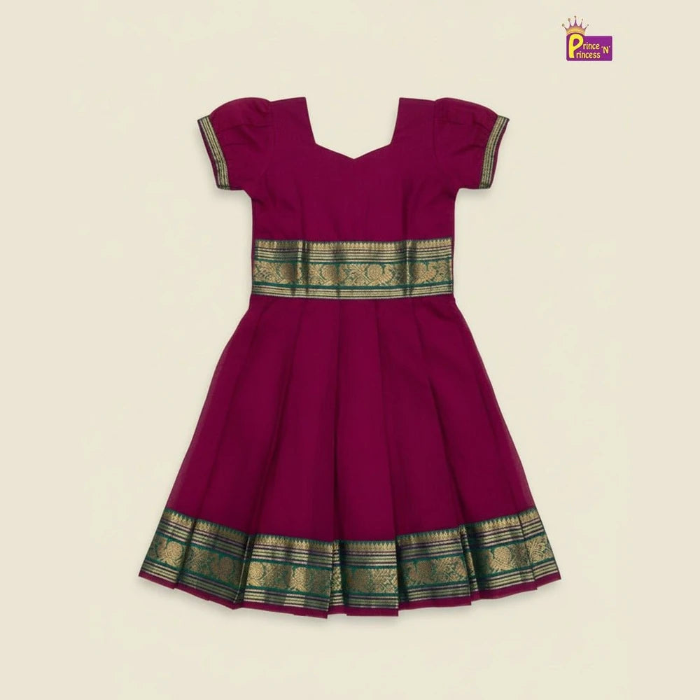 Kids Chettinad Cotton Pavadai Sattai Wine PPP1993