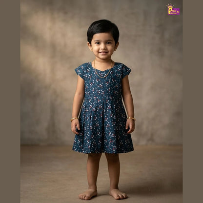 Kids Cotton Frock in Peacock Blue CF301