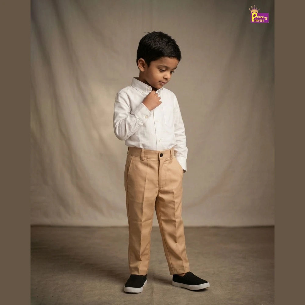 Kids Cotton Full Length Pant in Sandal PT043