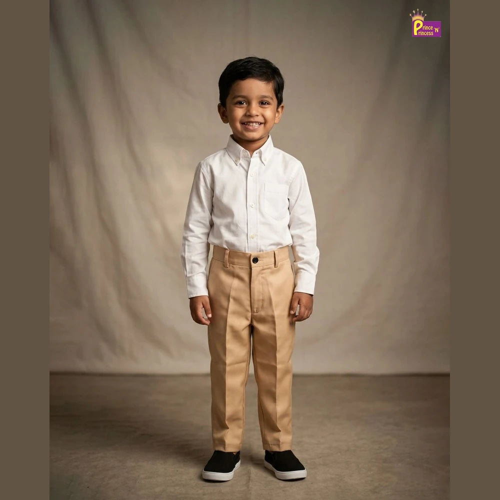 Kids Cotton Full Length Pant in Sandal PT043