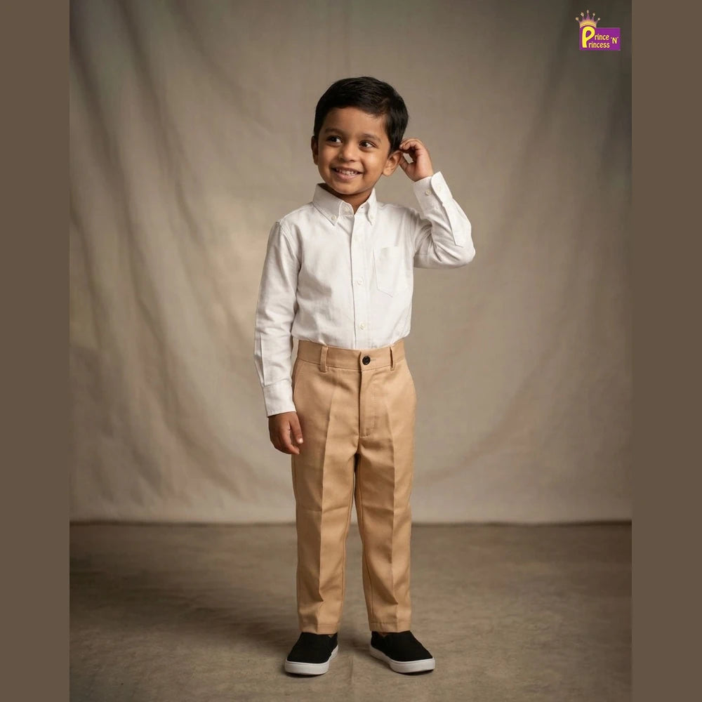 Kids Cotton Full Length Pant in Sandal PT043