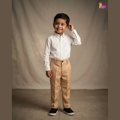 Kids Cotton Full Length Pant in Sandal PT043