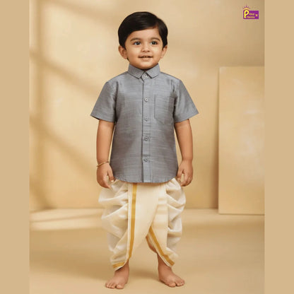 Kids Cotton Grey Half Sleeve shirt BS001
