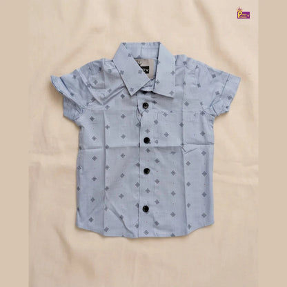 Kids Cotton Printed half Sleeve Shirt in Blue ST162