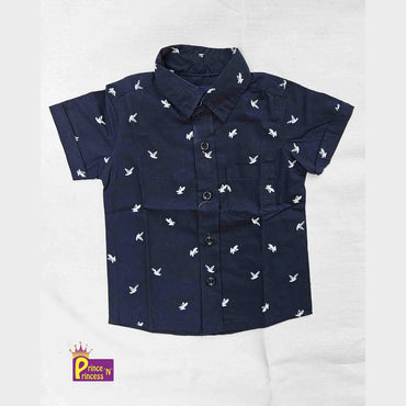 Kids Cotton Printed Navy half Sleeve shirt ST145