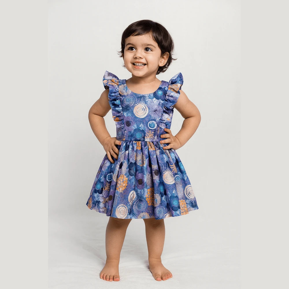 Kids Floral Blue Frock Cotton Frock CF312