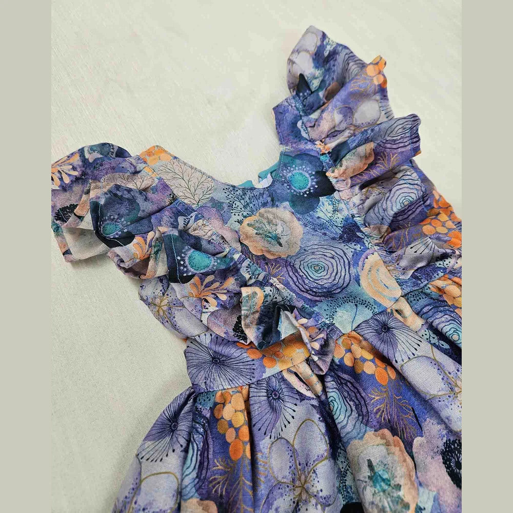 Kids Floral Blue Frock Cotton Frock CF312