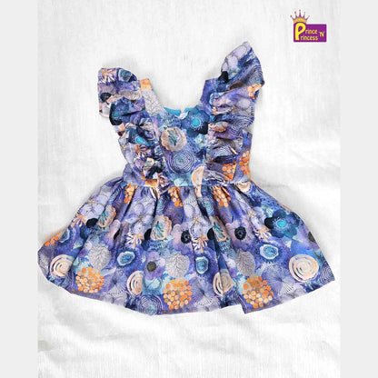 Kids Floral Blue Frock Cotton Frock CF312