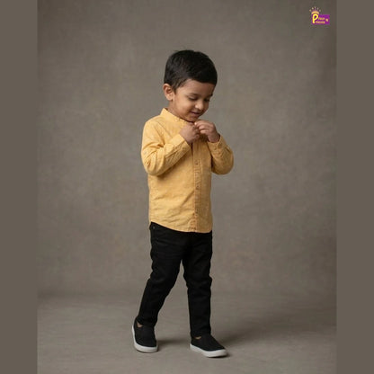 Kids Full Sleeve Cotton Shirt in Yellow ST228