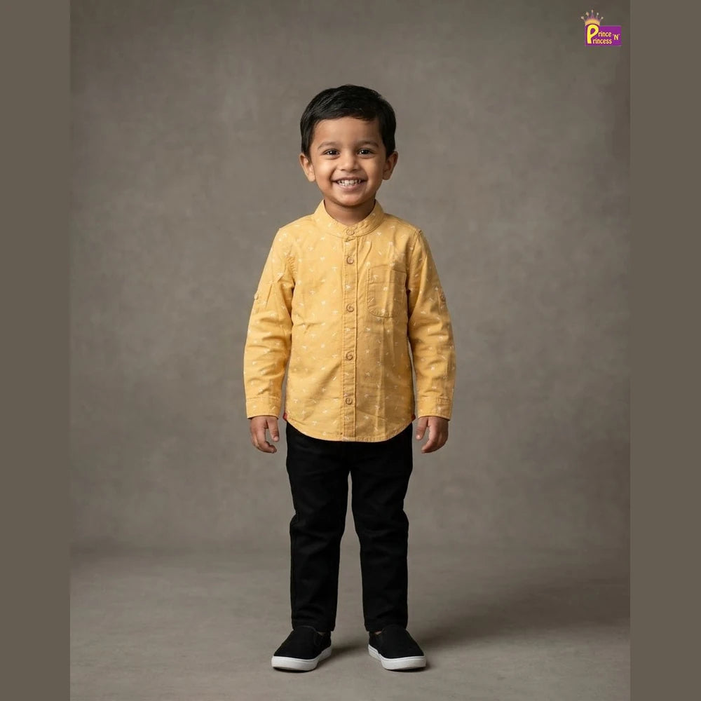 Kids Full Sleeve Cotton Shirt in Yellow ST228