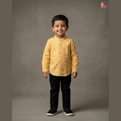 Kids Full Sleeve Cotton Shirt in Yellow ST228