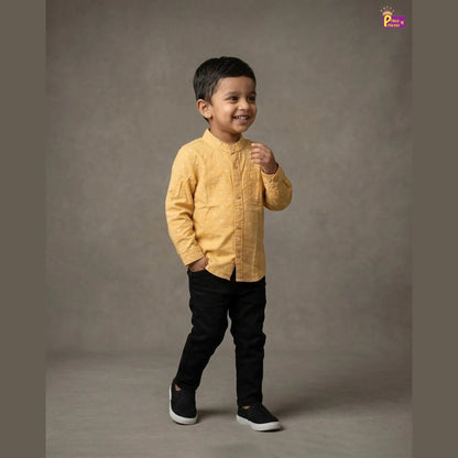Kids Full Sleeve Cotton Shirt in Yellow ST228