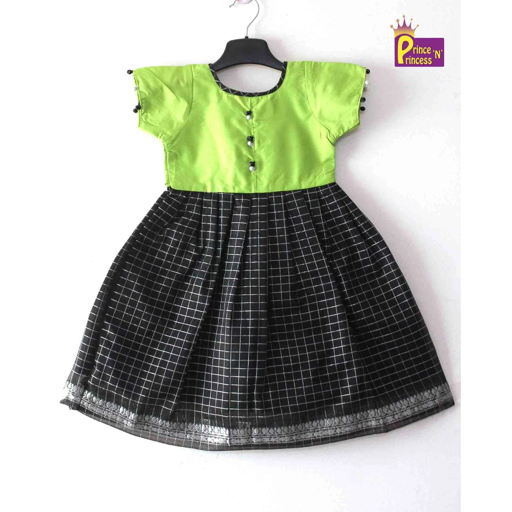 Kids Green And Black Organza Gown PG372