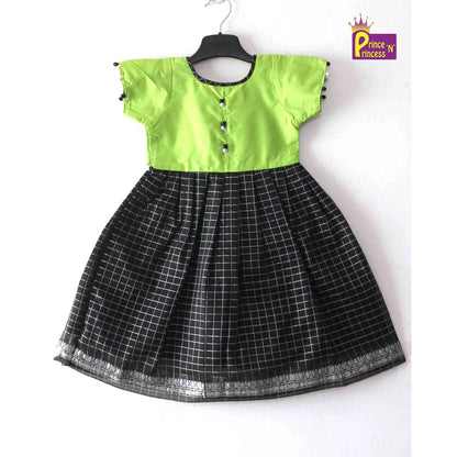Kids Green And Black Organza Gown PG372