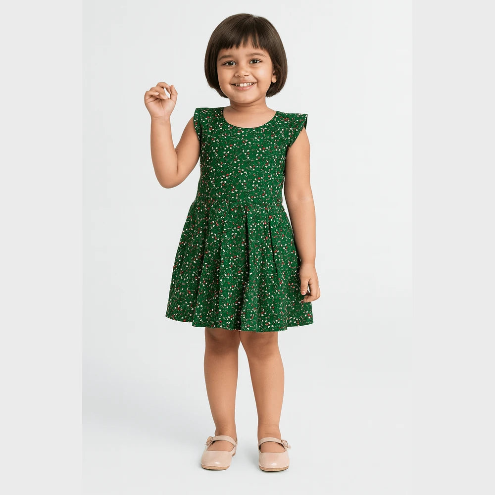 Kids Green Cotton Frock CF308