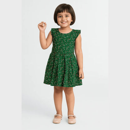 Kids Green Cotton Frock CF308