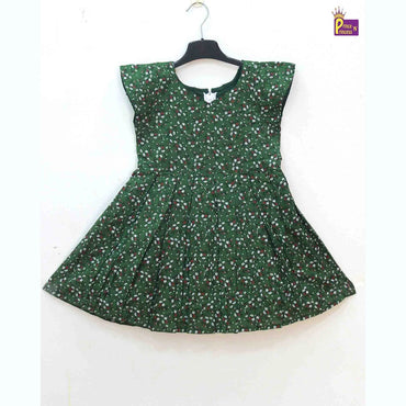 Kids Green Cotton Frock CF308