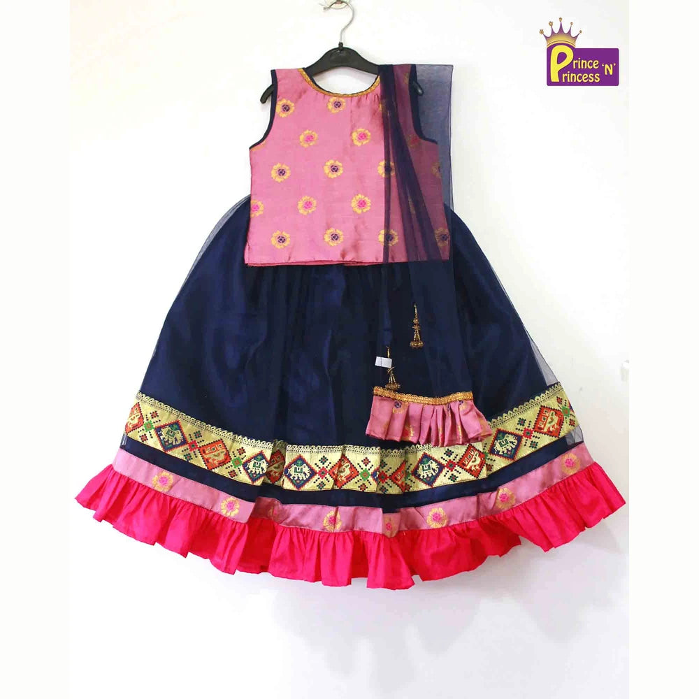 Kids Little Purple With Navy blue Lehenga Choli LC101