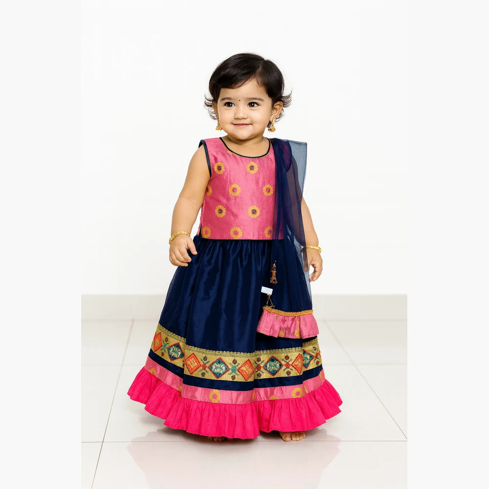 Kids Little Purple With Navy blue Lehenga Choli LC101