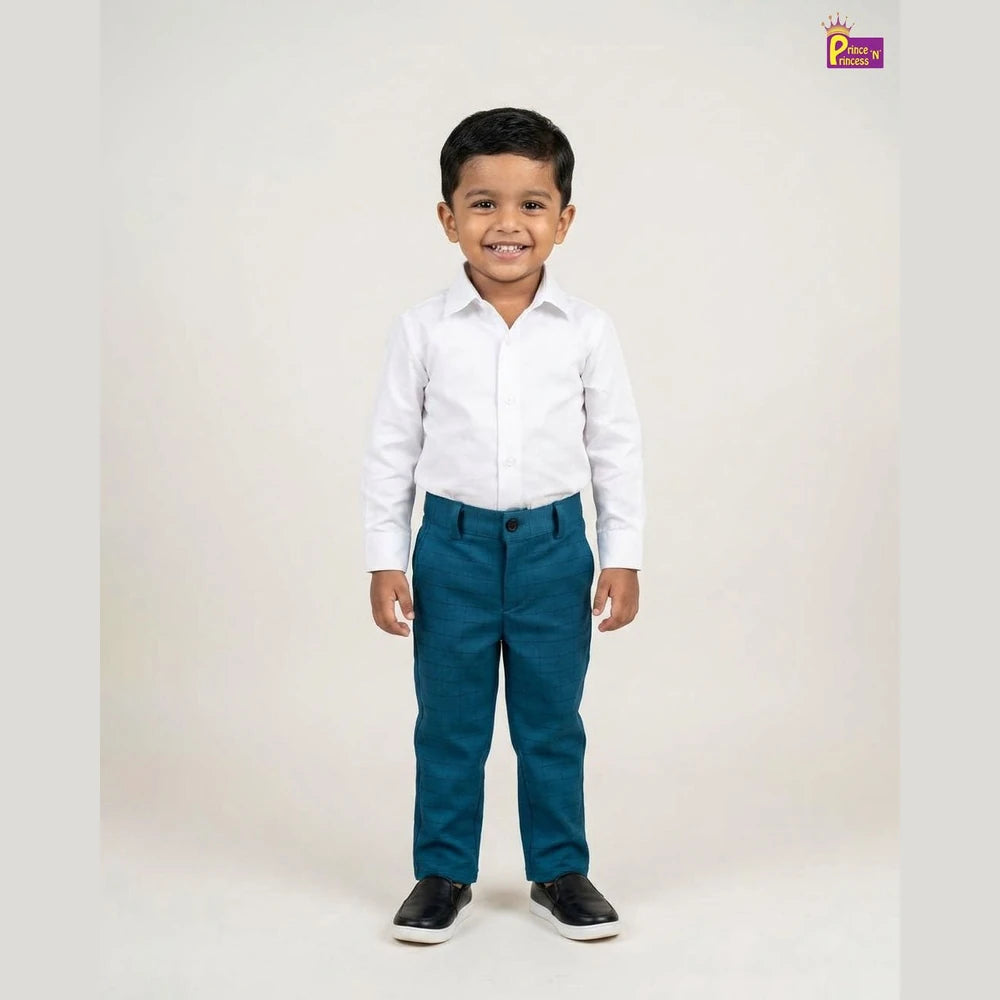Kids Lycra Full Length Pant in Blue PT020