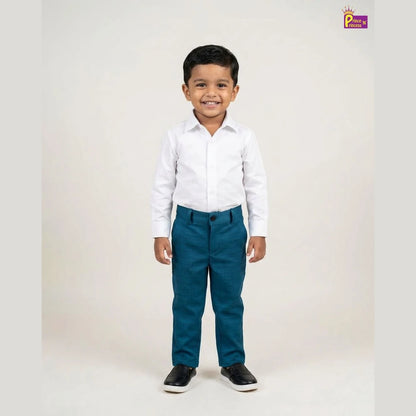 Kids Lycra Full Length Pant in Blue PT020