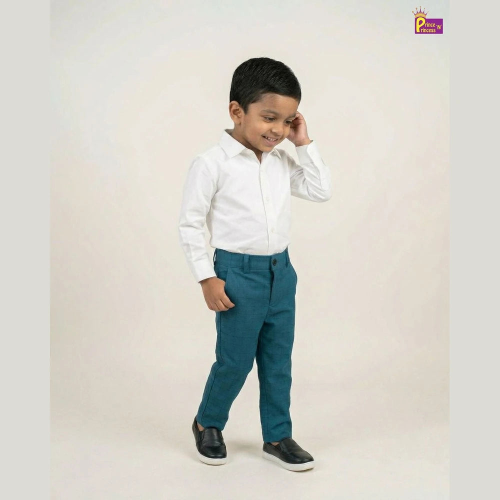 Kids Lycra Full Length Pant in Blue PT020
