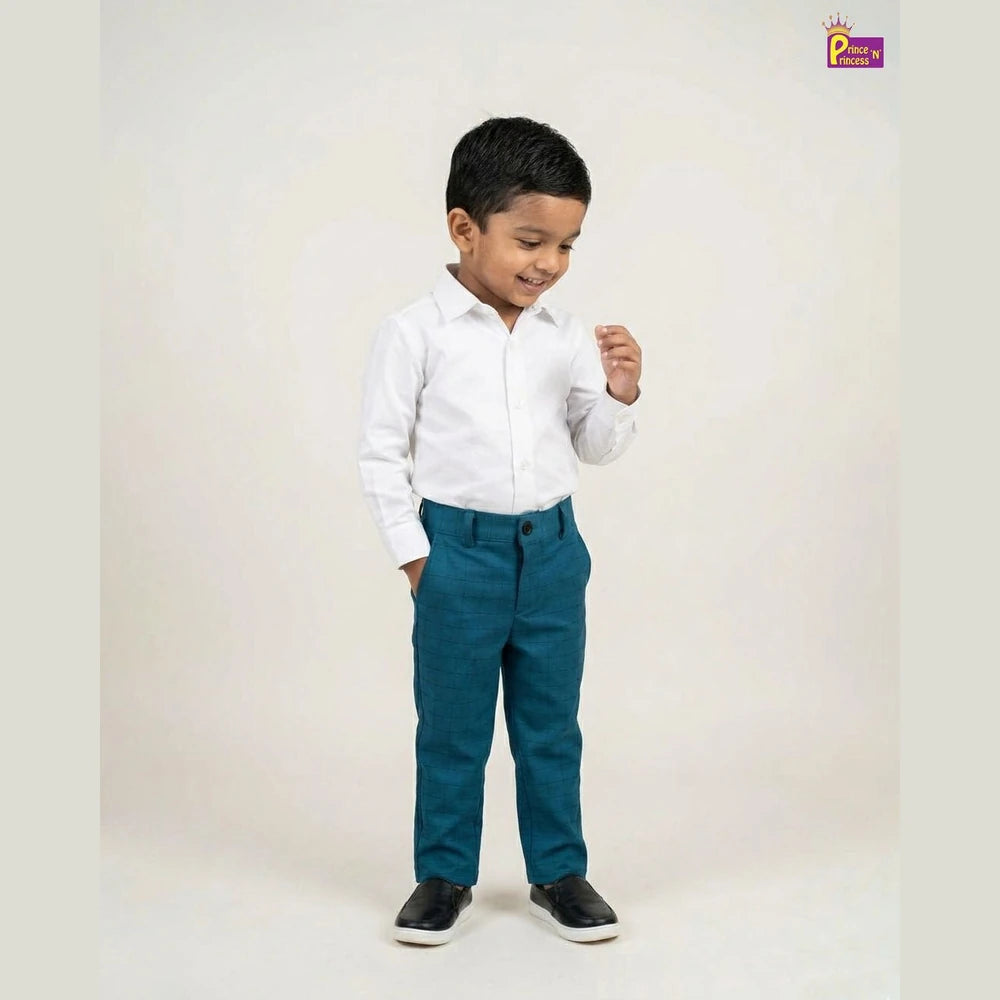 Kids Lycra Full Length Pant in Blue PT020