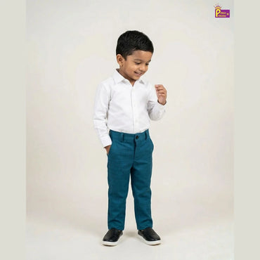 Kids Lycra Full Length Pant in Blue PT020