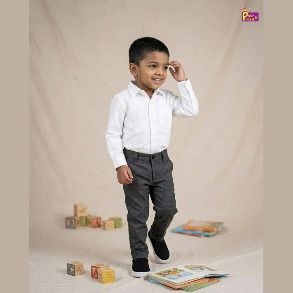 Kids Lycra Full Length Pant in Dark Grey PT025